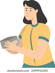 People Confused with Empty Wallet. Vector Character Illustration.