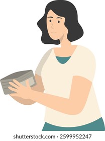 People Confused with Empty Wallet. Vector Character Illustration.