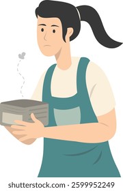 People Confused with Empty Wallet. Vector Character Illustration.