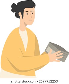 People Confused with Empty Wallet. Vector Character Illustration.