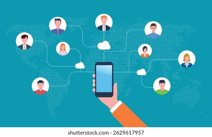 people connect to communication with global network connection online concepts. and business team working meeting online by social media technology,
