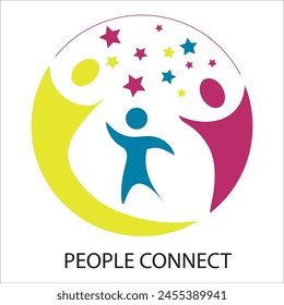 people connect icon in flat and line style