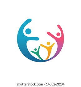 People connect logo, Communication ,family, Social Care, Kids, Sports, vector symbolic marks. - Vector