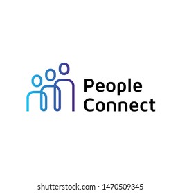 People Connect  logo design template. Vector human resources label with people icons. Line creative team illustration background. Together hr concept idea