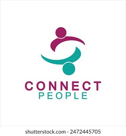 Personas Connect Plantilla de diseño de logotipo. logo de conexión para empresas