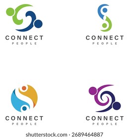 Personas Conecte la Plantilla del diseño del logotipo. logotipo de la conexión para el negocio