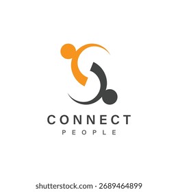 People Connect Logo-Designvorlage. Verbindungslogo für Unternehmen