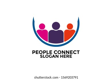 People Connect logo template, people logo design vector