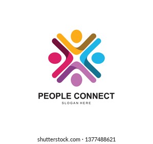 People connect logo.communication logo. family logo. Social Network Team Partners Friends logo design vector