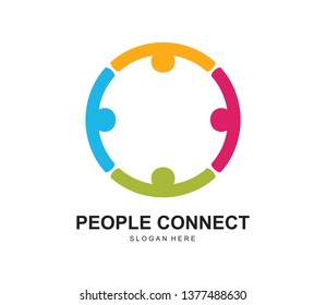 People Connect Logo.communication Logo. Family Logo. Social Network Team Partners Friends Logo Design Vector