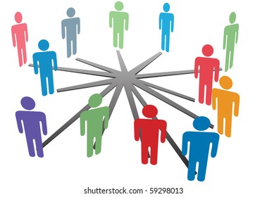 People connect in a social media network or business company.