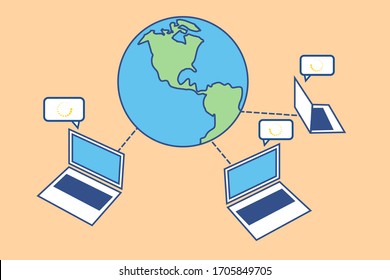 People connect through the internet,
remote work.
Freelancers work remotely with the cloud system through laptops connected to the network system. work online anywhere over the internet.