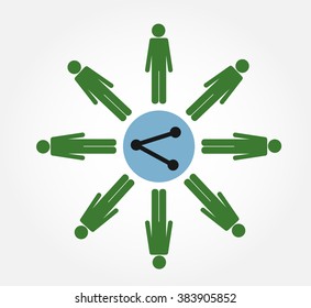 People connected in a network - symbol share. Vector icons for video, mobile apps, Web sites and print projects.