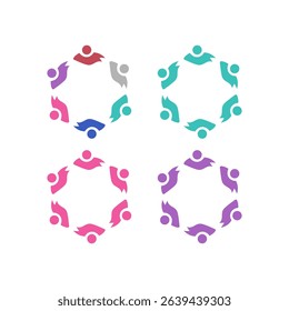 PEOPLE CONNECTED UNION TEAM TEAMWORK SIGN SYMBOL LOGO
