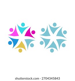 LOGO DEL SIGNO DE TRABAJO EN EQUIPO DEL EQUIPO SINDICAL CONECTADO DE PERSONAS
