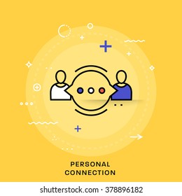 People Connecting Concept. Flat Style Thin Line Icon.