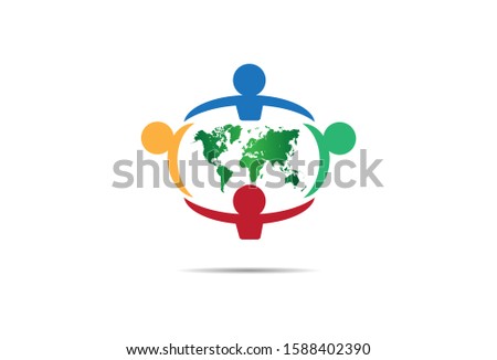people connecting design template, community logo, vector illustration