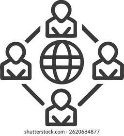 Personas que se conectan a nivel mundial a través de una red que simboliza la colaboración internacional