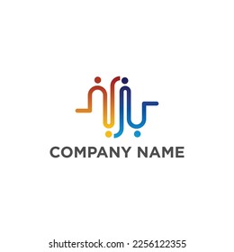 personas que conectan el vector del logotipo, inspiración del logotipo de tecnología