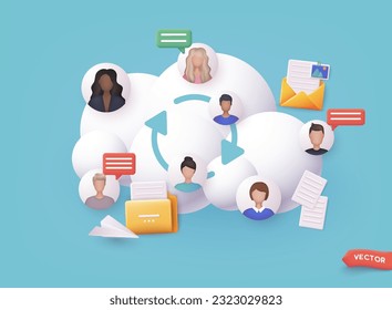 People connecting online and working from home for their corporate company, remote working and networks concept. 3D Web Vector Illustrations.