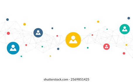 people connecting social network concept template in lowpoly style vector