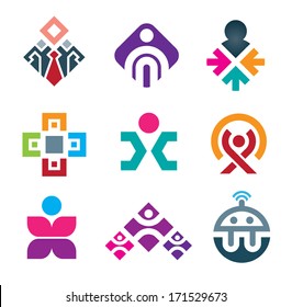 People Are Connecting Through Live Colorful Social Interaction Media Logo Icon Set