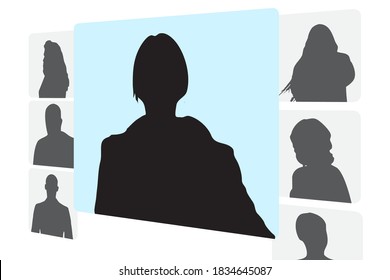 People Connecting Together, Learning or Meeting Online with Teleconference, Video Conference Remote working on Laptop, Work from Home and Work from Anywhere. Concept, Simple, Flat Vector Illustration.