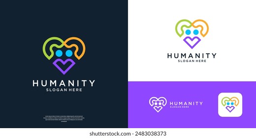People connection with abstract human unity logo design.