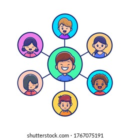 People Connection Cartoon Vector Icon Illustration. People Icon Concept Isolated Premium Vector. Flat Cartoon Style