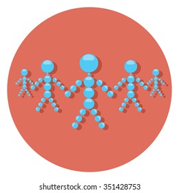 people connection circle icon with shadow