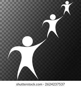 People connection concept. White human figures. Teamwork unity symbol. Transparent background.