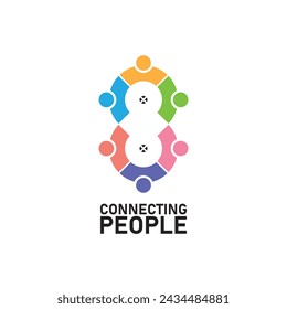 people connection icon, business network logo, infographic about social networks and communication. People holding hands, forming a rainbow circle abstract symbol of connected people  8 march  u n 