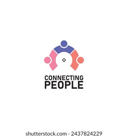 people connection icon, business network logo, infographic about social networks and communication. People holding hands, forming a rainbow circle abstract symbol of connected people  