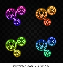 people connection line icon. neon style. Linear style sign for mobile concept and web design. Social network connection outline vector icon. symbol logo illustration. vector graphics.