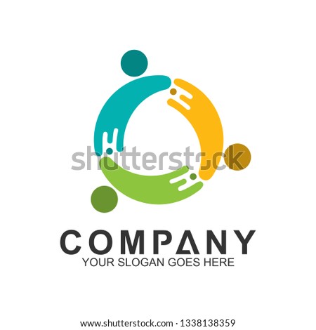 people connection logo design template