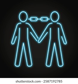 People connection neon line icon. Kinship, partnership symbol. Vector illustration