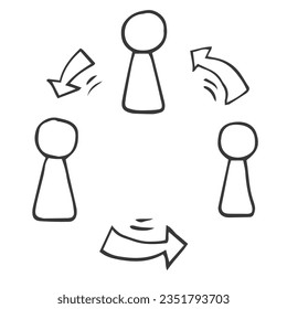 People connection, social network, link, teamwork. Hand drawn icon doodle sketch vector illustration