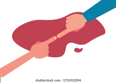 People connection vector concept: index hands touching each other