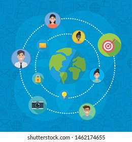 people connection world social network media vector illustration