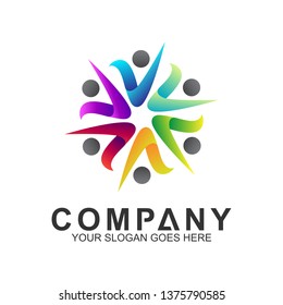 people connect,vector logo social,people care logo,human in circle