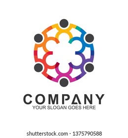 people connect,vector logo social,people care logo,human in circle
