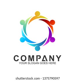 people connect,vector logo social,people care logo,human in circle