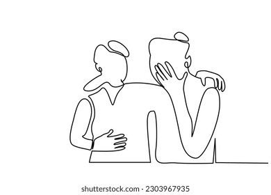 people consolation support crying sad depressed psychology line art