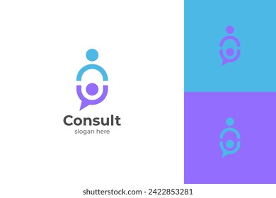 people consultant leadership logo icon design. with bubble chat conversation vector graphic symbol. friendship logo template