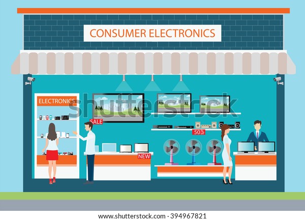 People Consumer Electronics Store Electronics Store Stock Vector ...