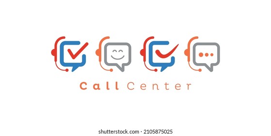 People contact, customer service or call center vector logo illustration