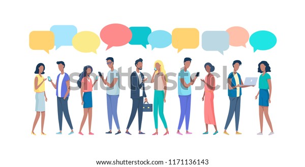 People Conversation Color Vector Flat Illustration Stock Vector ...