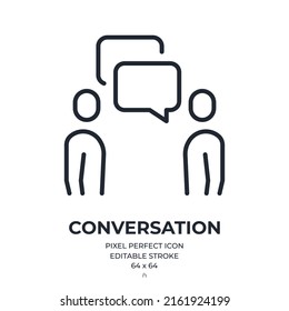 People conversation concept editable stroke outline icon isolated on white background flat vector illustration. Pixel perfect. 64 x 64.