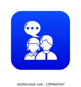 People conversation icon blue vector isolated on white background