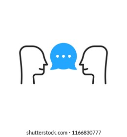 people conversation like small talk. concept of give advice to friend or employee and conversation between lovers. flat linear modern lineart logotype graphic art design isolated on white background